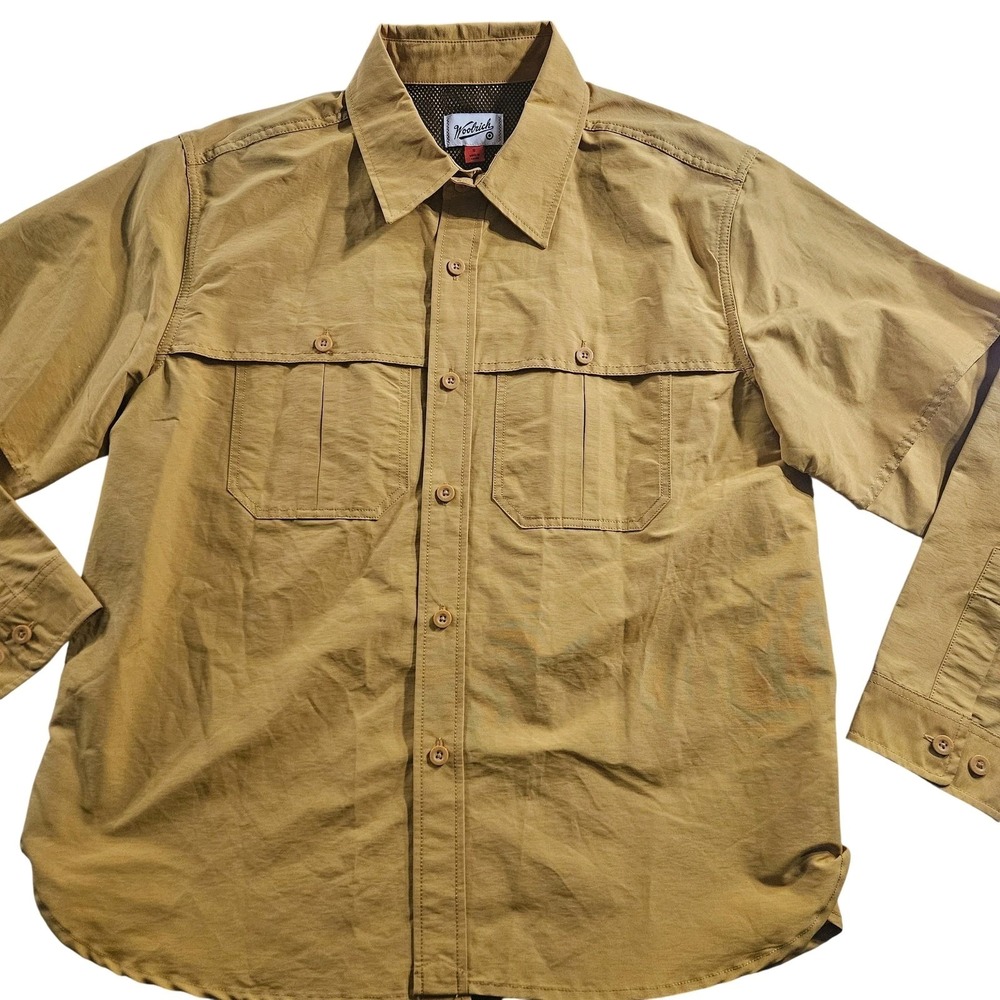 Woolrich‎ Shirt Mens Small Yellow Long Sleeve Button Front Mesh Lined Outdoor